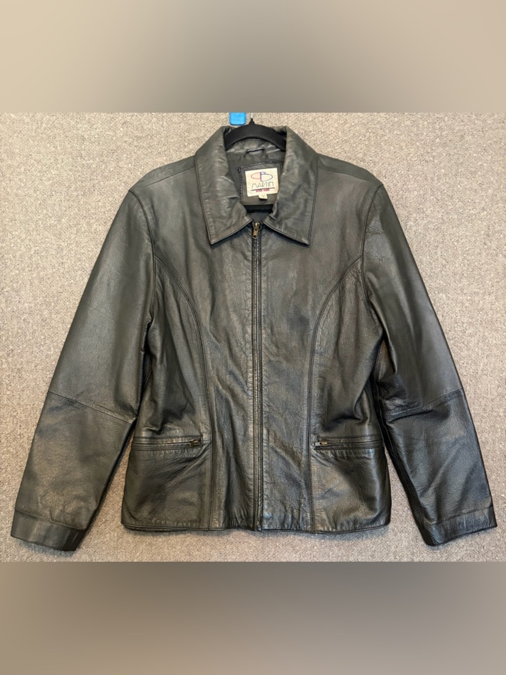 Women's Black Leather Zip-Front Jacket